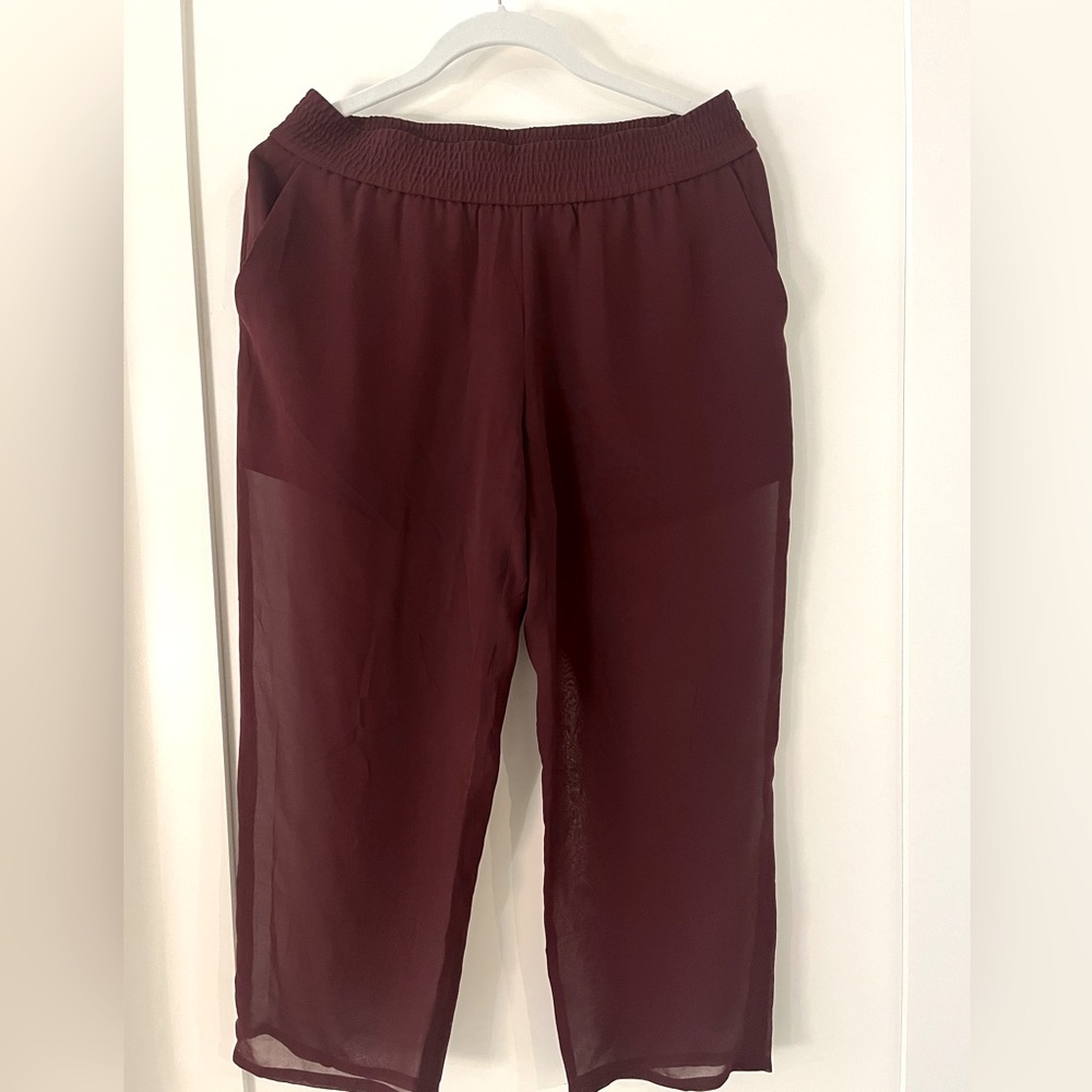 Club Monaco Silk Pants in Burgundy Size 2